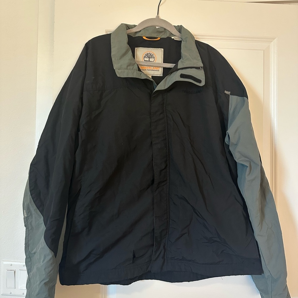 Timberland Men's Outdoor Performance Black and Gray Windbreaker Jacket Size XL